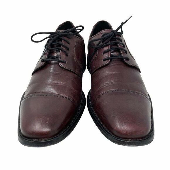 Johnston & Murphy Mens Oxford Dress Shoes Red Leather Cap Toe Low Lace Up 9 WIDE - Picture 2 of 9